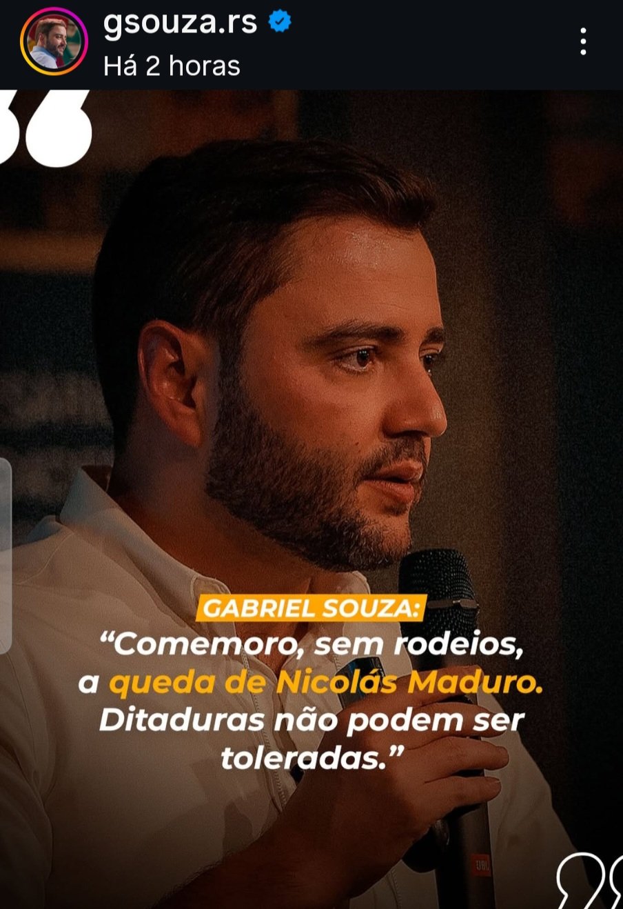 Gabrielzinho rompe com a linha de Leite e crava: “Comemoro, sem rodeios, a queda de Nicolás Maduro”